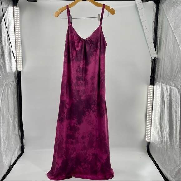 London Times Y2k Midi Whimsigoth Slip Dress in Plum Purple Satin 90s Medium - Picture 2 of 12